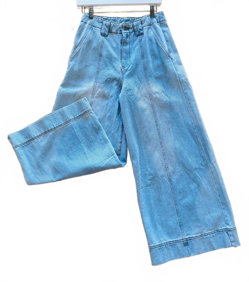 NEW ENTRO women's denim wide leg jeans in blue